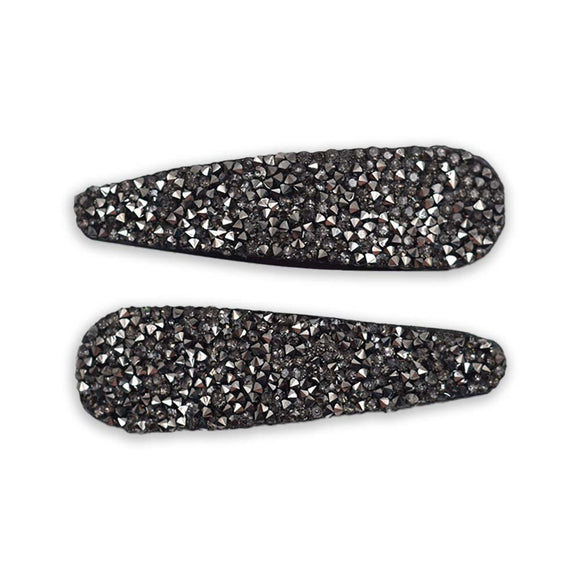 GK 2PCS HAIR CLIP RHINESTONE BLACK